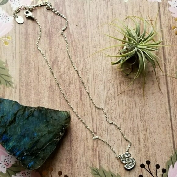 Relisted -Rhinestone S necklace silver tone Claire's initial - Picture 2 of 5